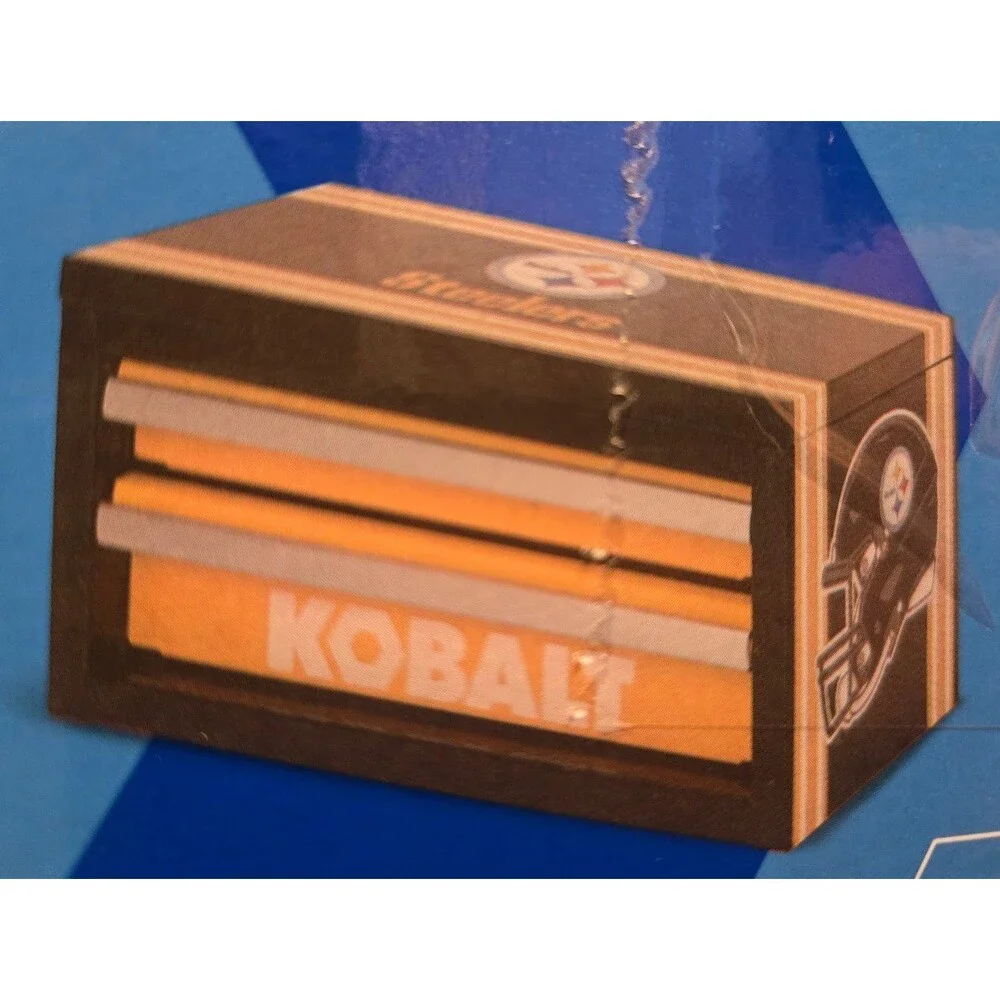 NIB Kobalt NFL Mini Toolbox Pittsburgh Steelers Storage Box 2 drawer Steel Black